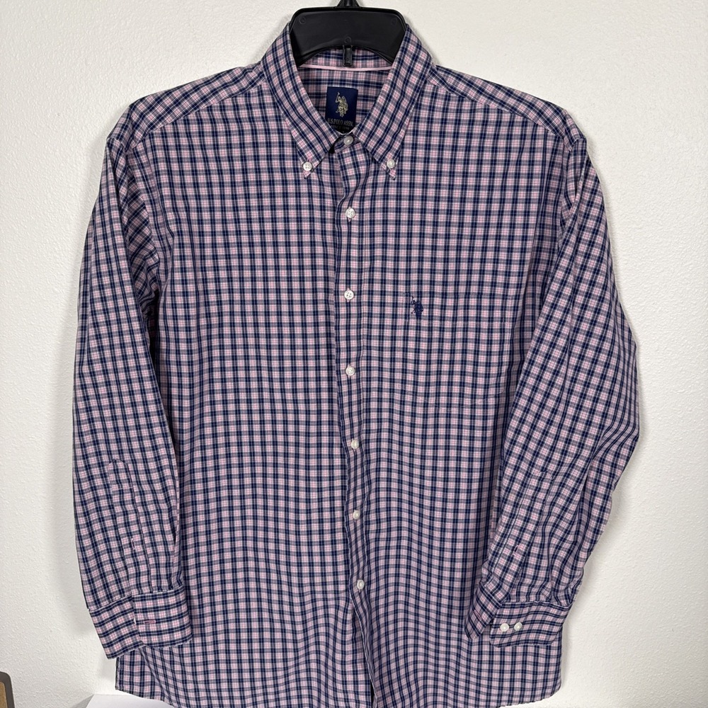 Us Polo Assn Button‎ Up Shirt Mens Large Plaid D2